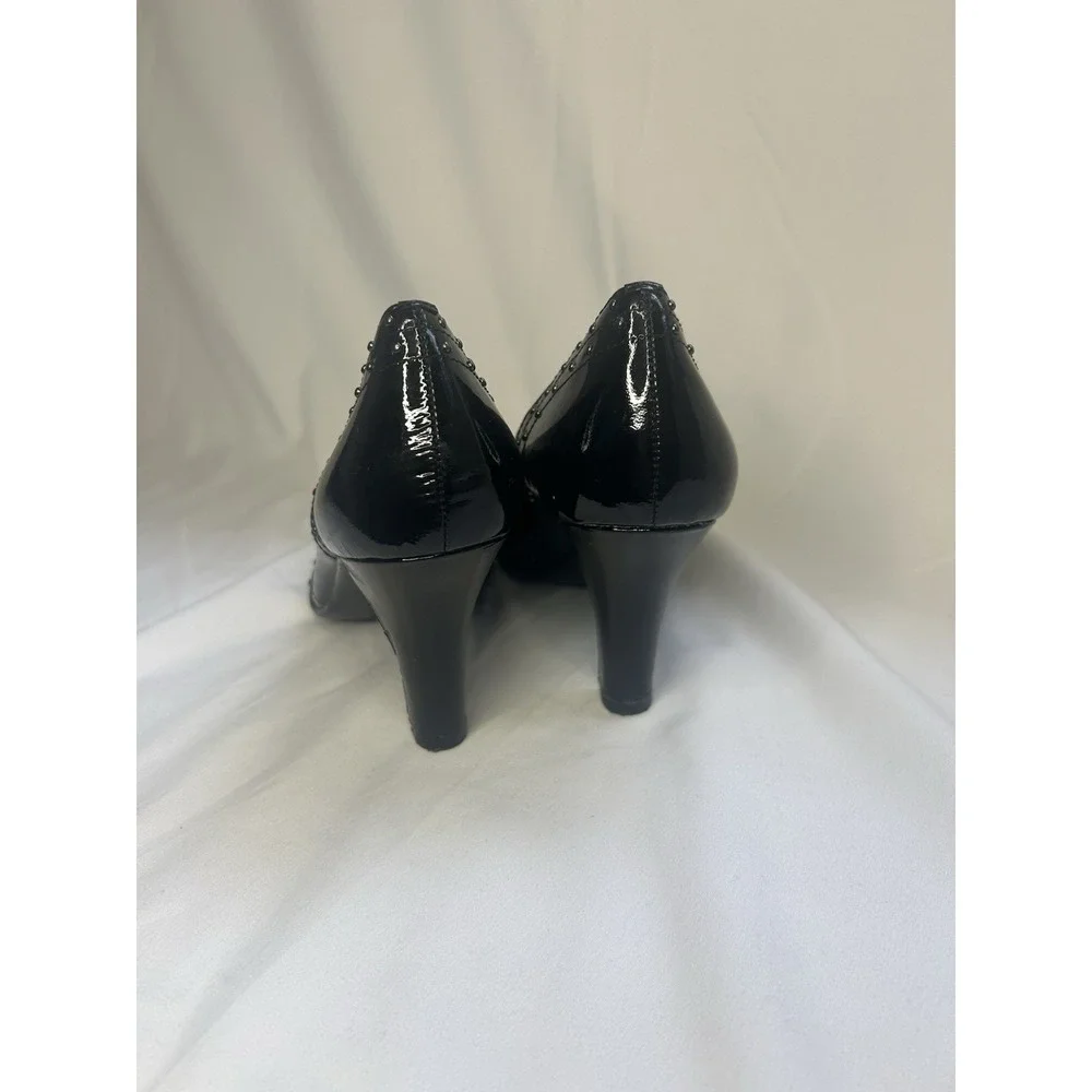 Sofft Womens 8.5 Pumps Black Patent Leather Studded Pointed‎ Toe Stiletto Heels